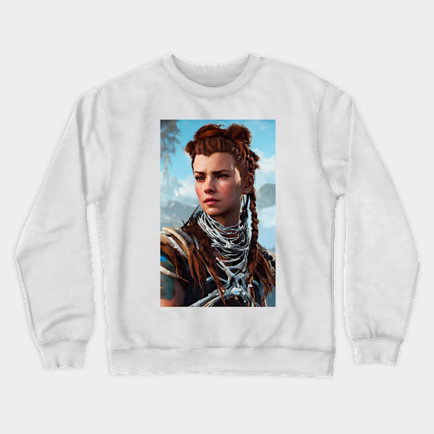 Horizon Zero Dawn - Aloy Portrait Crewneck Sweatshirt by AfroMatic